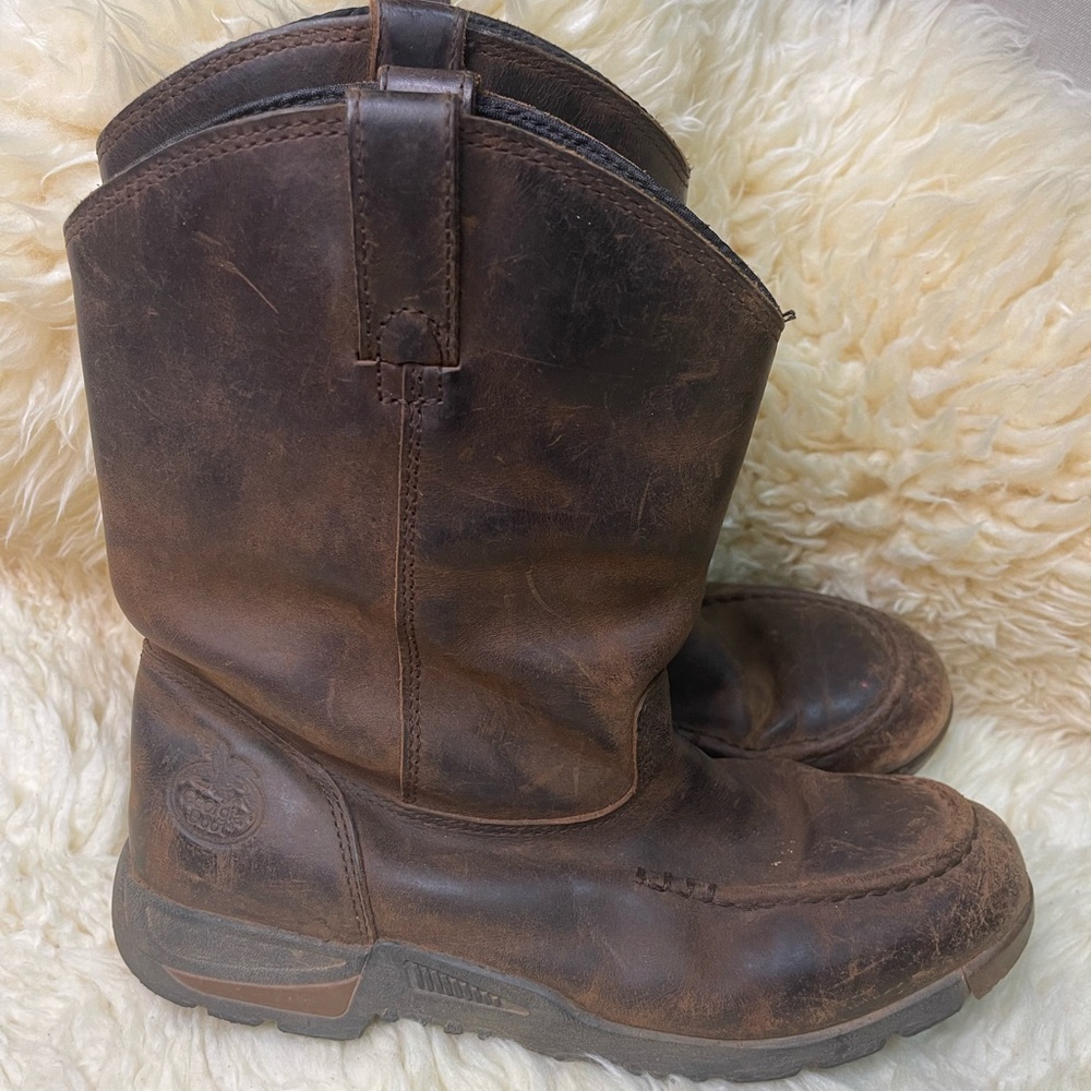 GEORGIA BOOTS 7” BROWN LEATHER PULL ON BOOTS KIDS SIZE 5.5